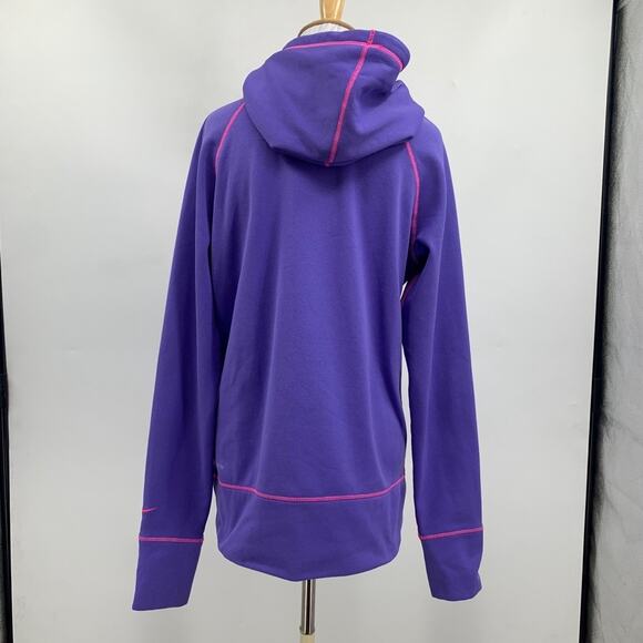 Nike Sweatshirt Women M Medium Therma Fit All Time Fleece Script Hoodie Oversize - Picture 4 of 13